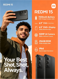 ريدمي 15 4G شاشة 6.9 بوصة 144 هرتز FHD+ 8 جيجابايت+256 جيجابايت 7000 ملّي أمبير ساعة كاميرا ثلاثية بالذكاء الاصطناعي 50 ميجابكسل سناب دراجون 6s Gen 3 IP64