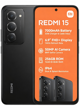 ريدمي 15 4G شاشة 6.9 بوصة 144 هرتز FHD+ 8 جيجابايت+256 جيجابايت 7000 ملّي أمبير ساعة كاميرا ثلاثية بالذكاء الاصطناعي 50 ميجابكسل سناب دراجون 6s Gen 3 IP64