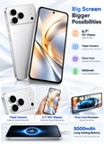 هاتف CCIT T17 برو ماكس 5G، شاشة 6.8 بوصة HD+ بتقنية In-Cell، أندرويد 15، ذاكرة 16 جيجابايت + 1 تيرابايت، بطارية 6000 مللي أمبير - أبيض
