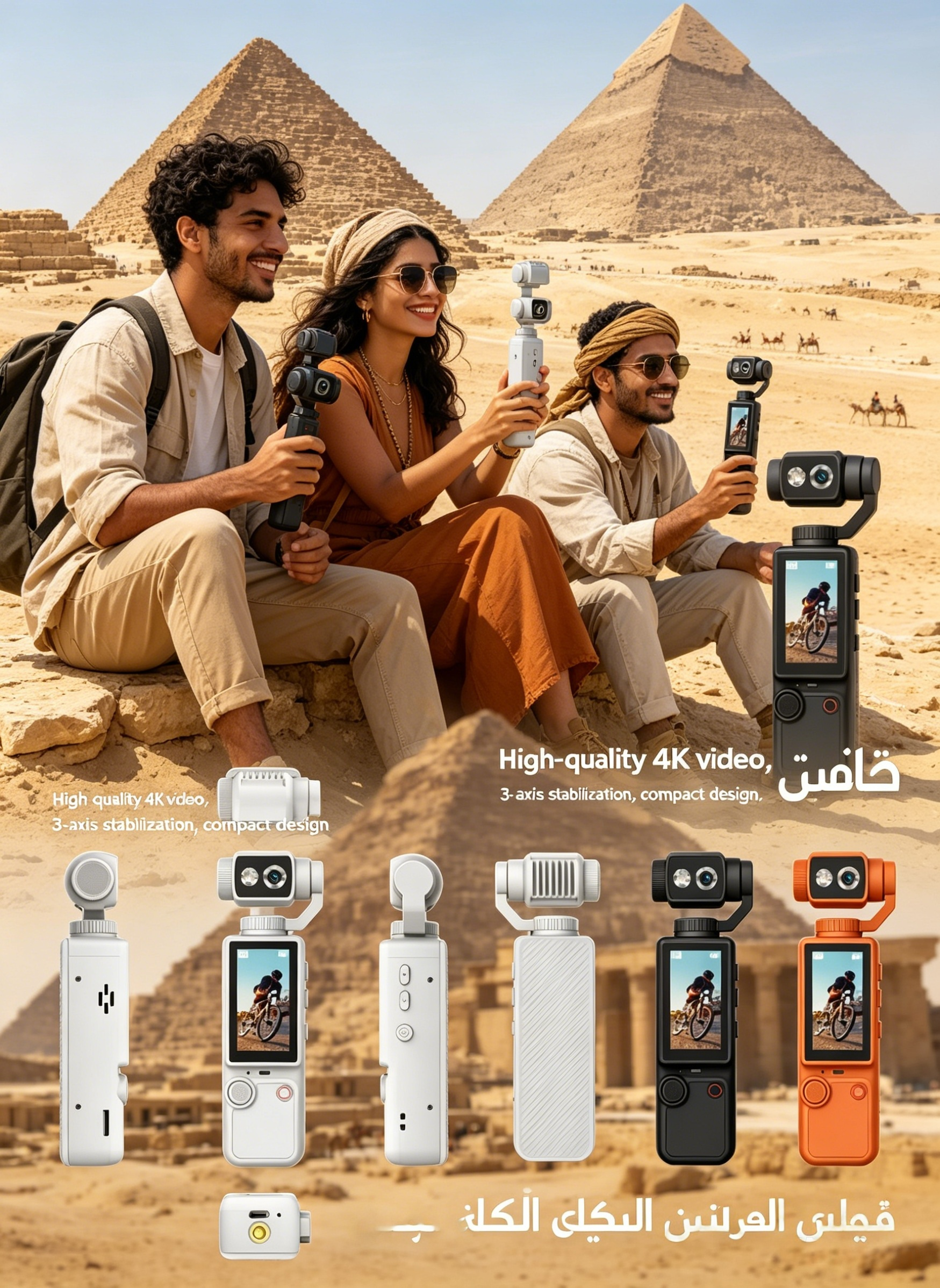 Kalobee Pocket3 Pro 4K Handheld Pocket Camera with 180° Rotating AF Lens, 1.9" Screen, 32GB Card, Tripod, 2000mAh Battery