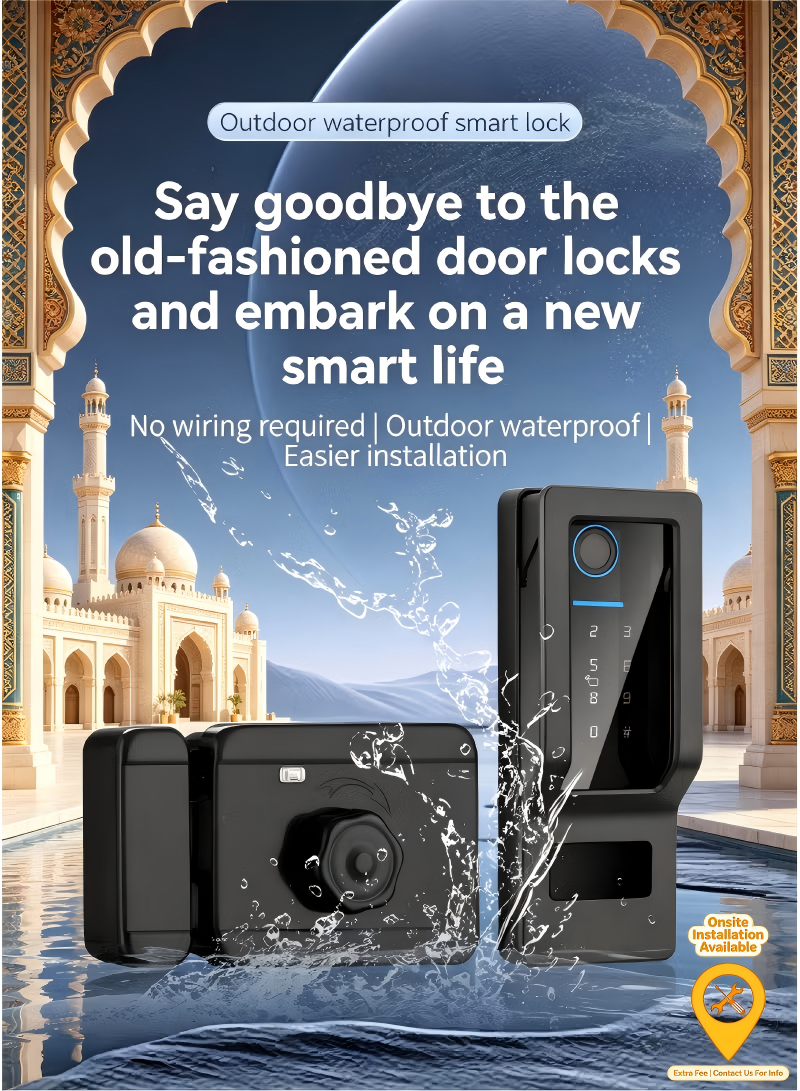 B1 Outdoor waterproof smart lock Easy to install without wiring, and automatically locks upon entry and exit The safety anti-theft Hall sensor technology automatically locks when the door is closed