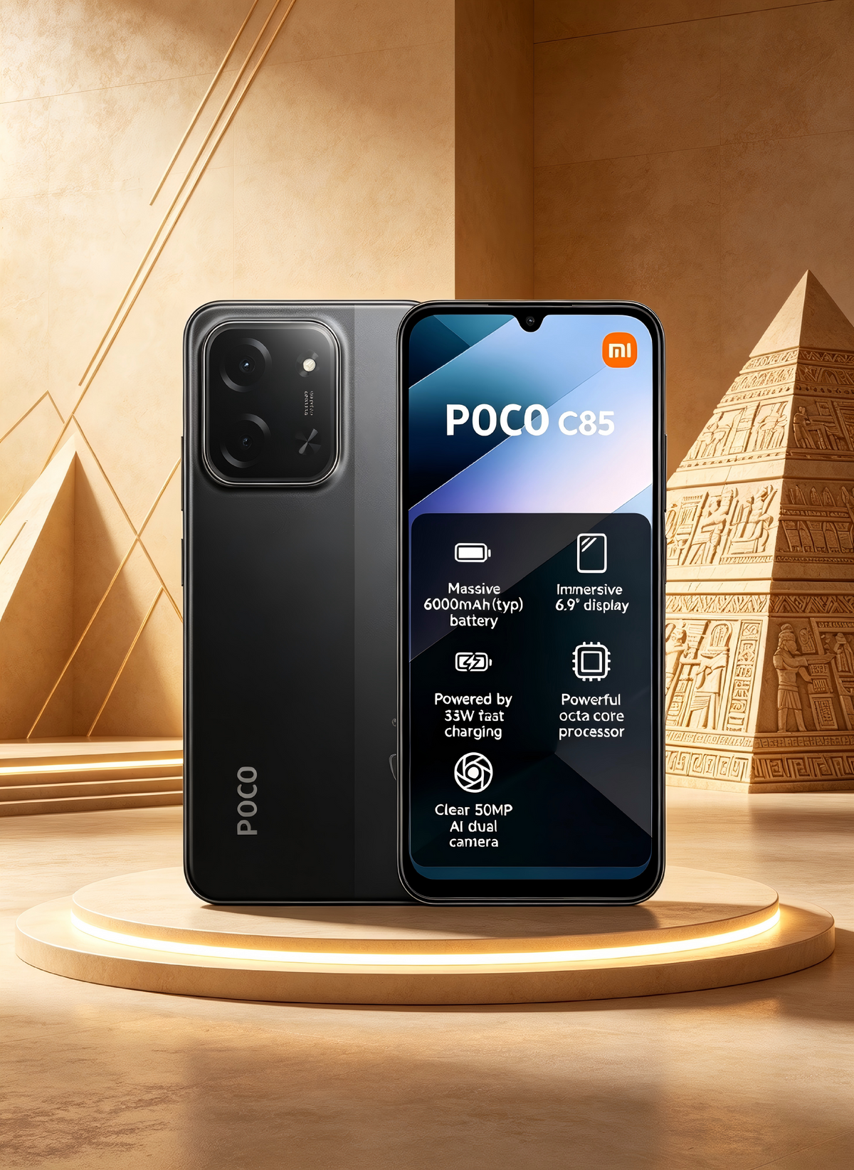POCO C85 Unlocked Smartphone 8GB+256GB Black, 6.9" 120Hz Display, 6000mAh Large Battery, 33W Fast Charging, 50MP AI Dual Camera, Slim 7.99mm Body Octa-Core Mobile Phone