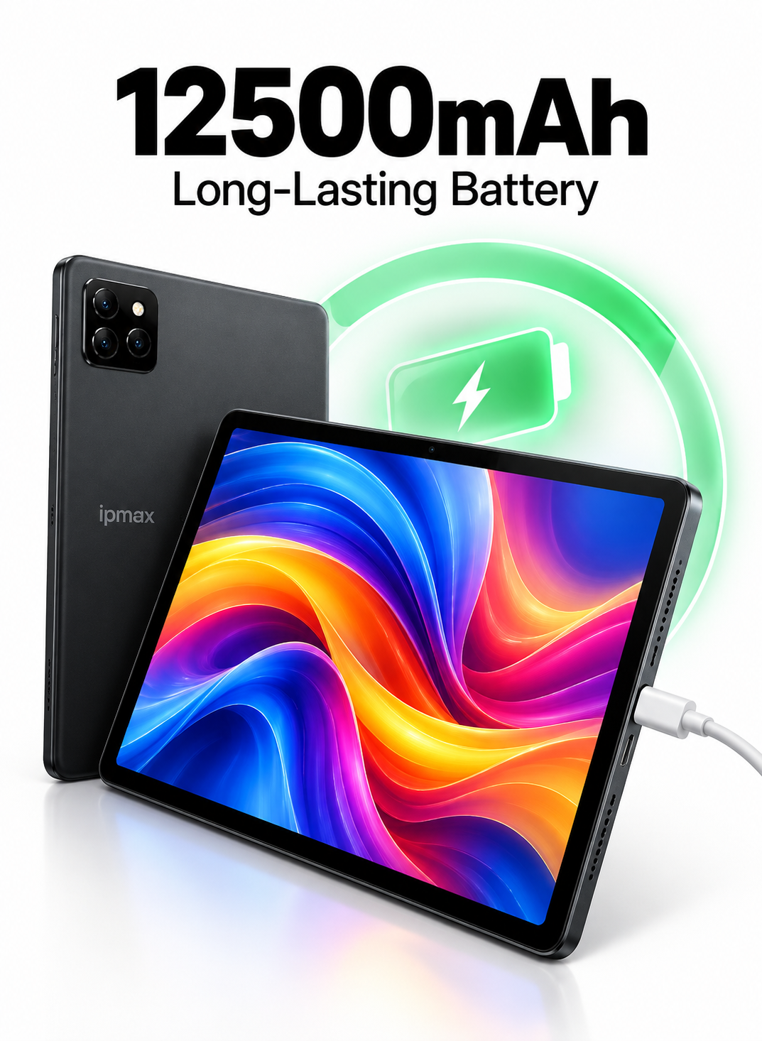 IPMAX MEGA شاشة LCD In-Cell مقاس 11 بوصة بنظام Android 15، سعة 8GB+256GB - أسود