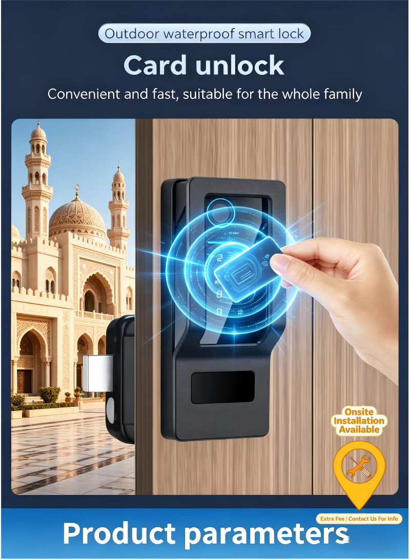 B1 Outdoor waterproof smart lock Easy to install without wiring, and automatically locks upon entry and exit The safety anti-theft Hall sensor technology automatically locks when the door is closed