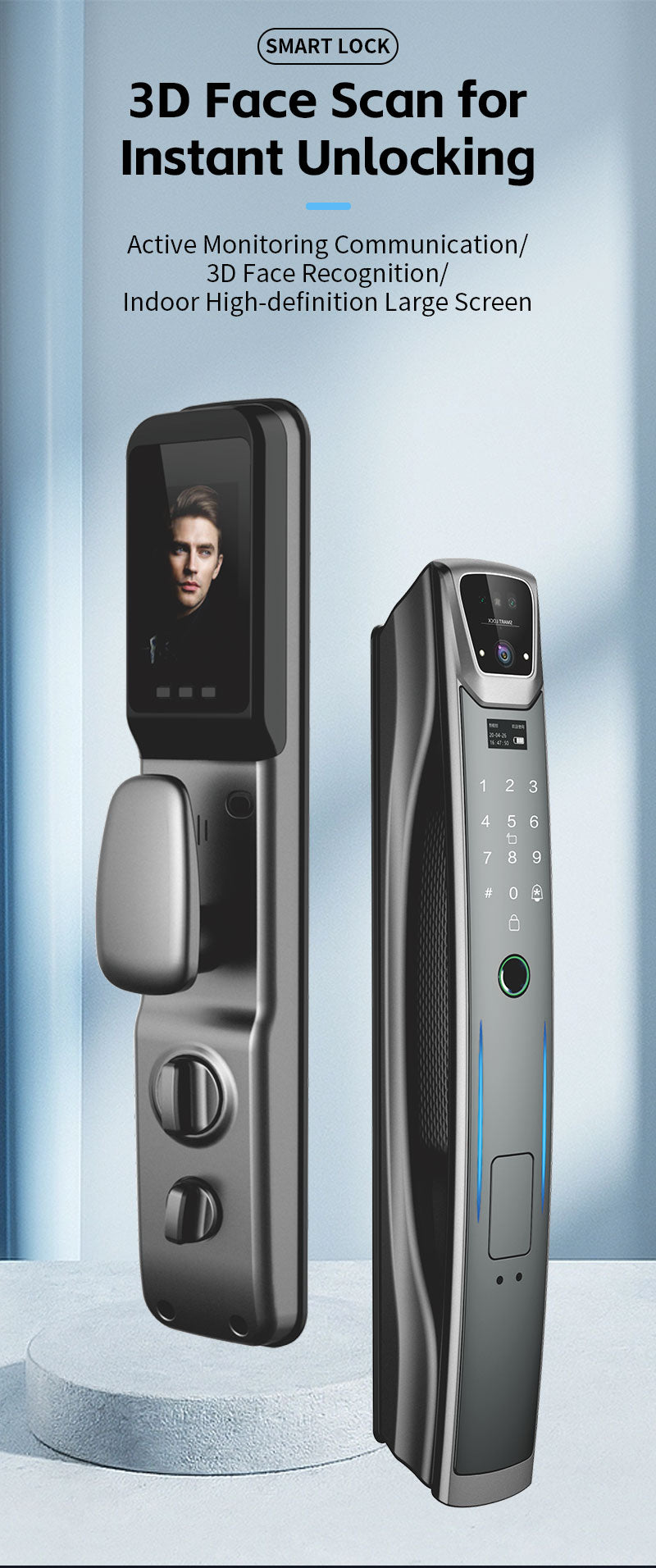 K02 3D Face Recognition,key Unlocking,Password Unlocking