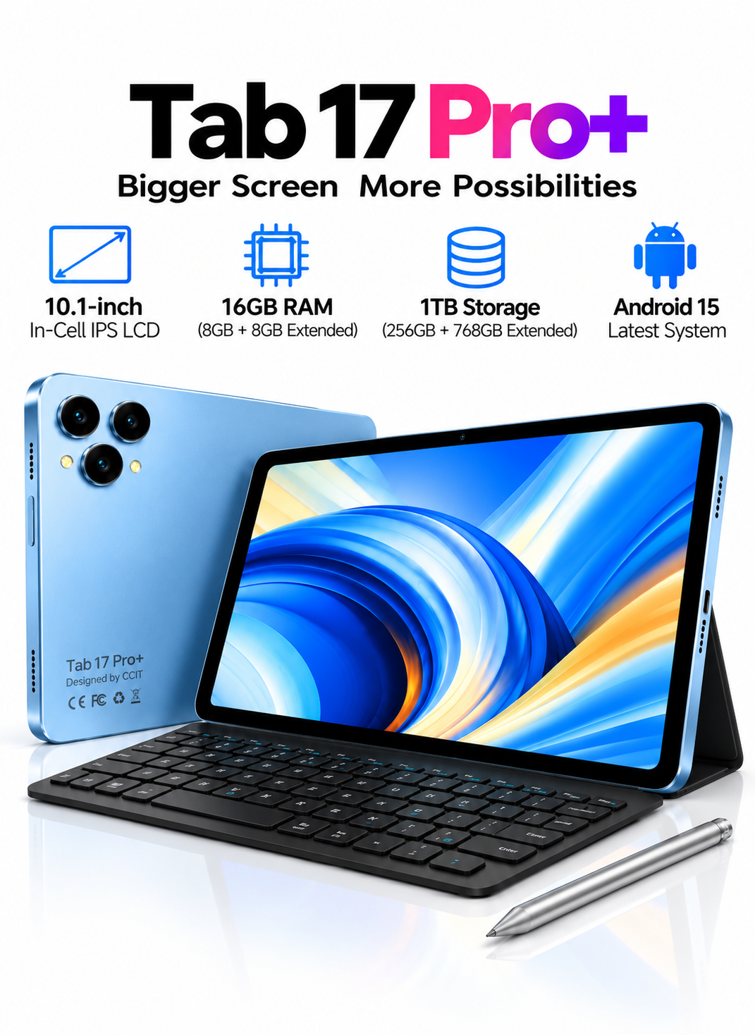 CCIT Tab 17 Pro+ 10.1-inch In-Cell IPS LCD 16GB+1TB - Blue