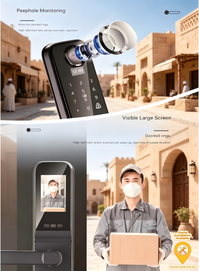 P8S Intercom Visual Peephole Smart Lock Peephole Monitoring Intercom Visual Large Screen