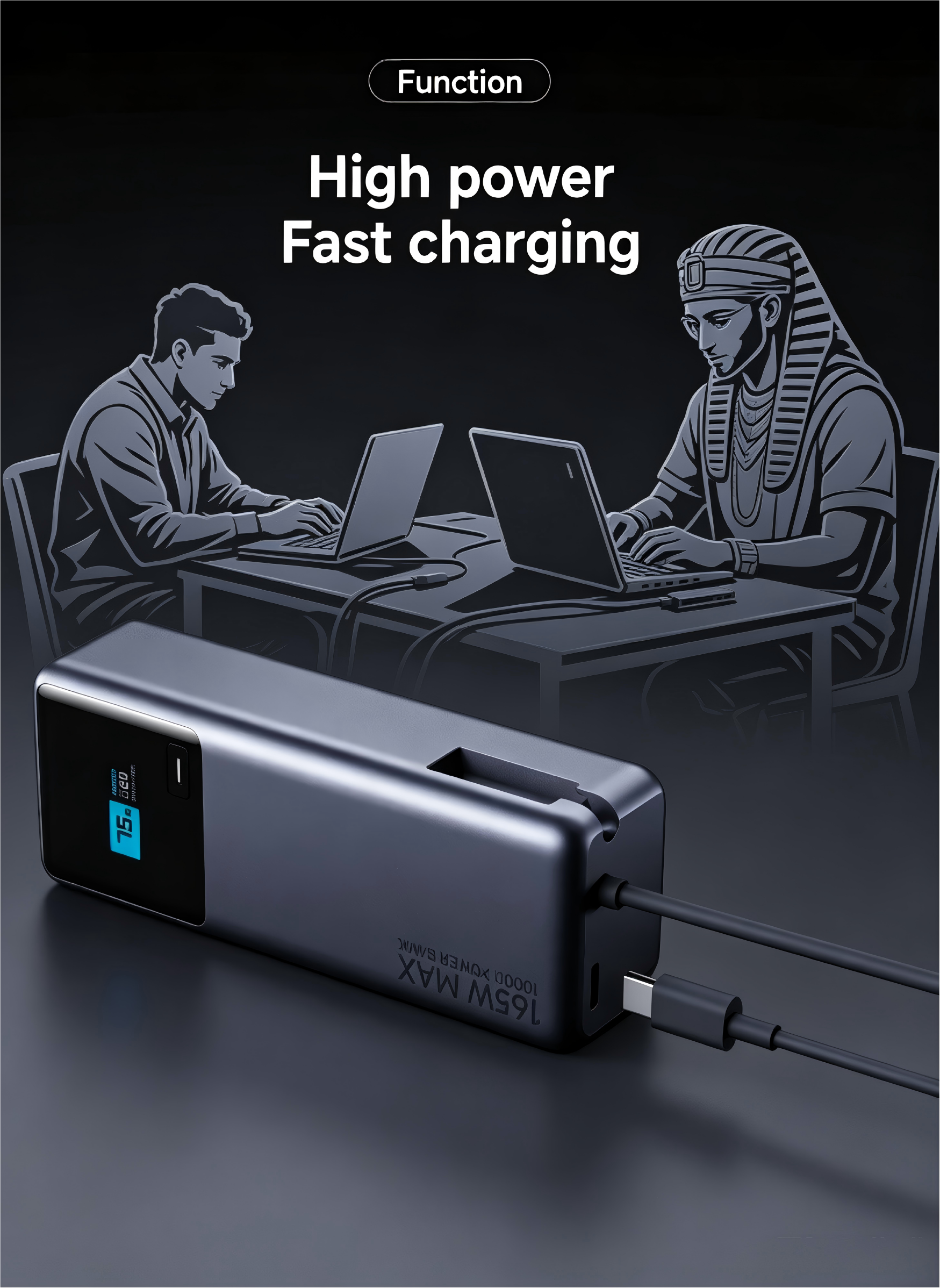 Xiaomi 165W Max Power Bank 10000mAh with Built-in Cable, Dual Port Fast Charging Portable Charger for Laptops, Phones & Tablets