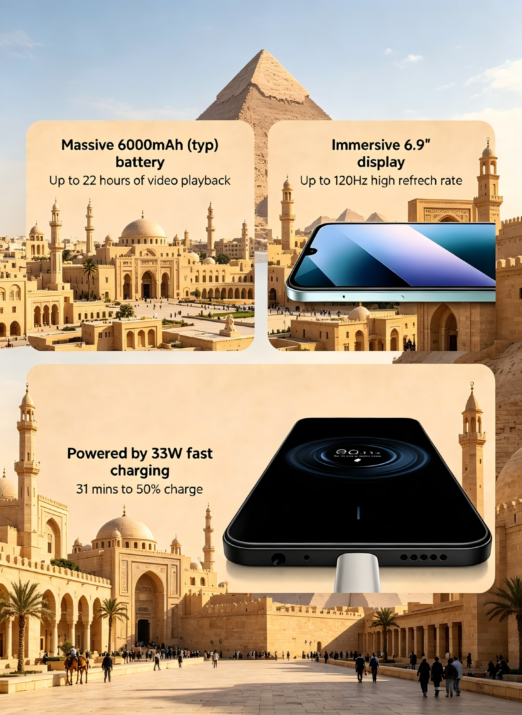 POCO C85 Unlocked Smartphone 8GB+256GB Black, 6.9" 120Hz Display, 6000mAh Large Battery, 33W Fast Charging, 50MP AI Dual Camera, Slim 7.99mm Body Octa-Core Mobile Phone