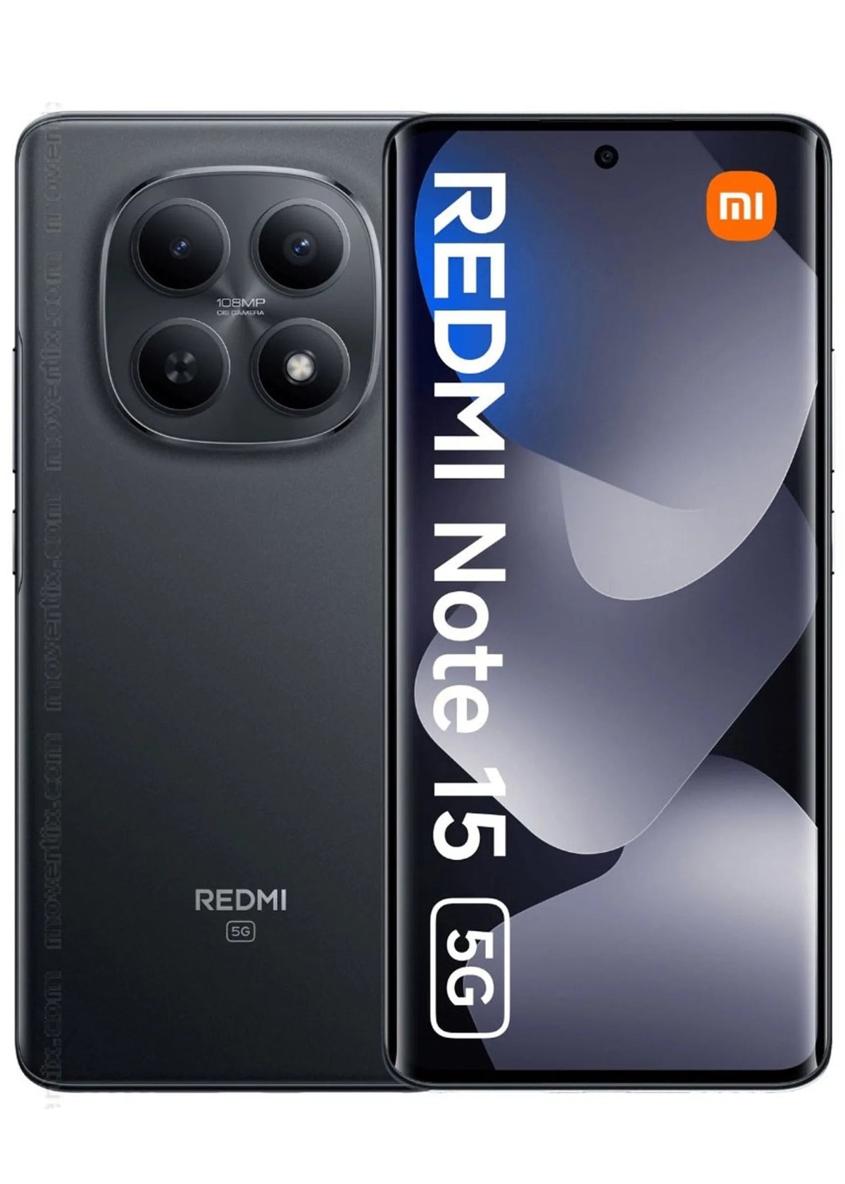 ريدمي نوت 15 5G شاشة AMOLED مقاس 6.77 بوصة بتردد 120 هرتز، 8 جيجابايت + 256 جيجابايت، بطارية 5520 ملّي أمبير/ساعة، كاميرا 108 ميجابكسل - أسود
