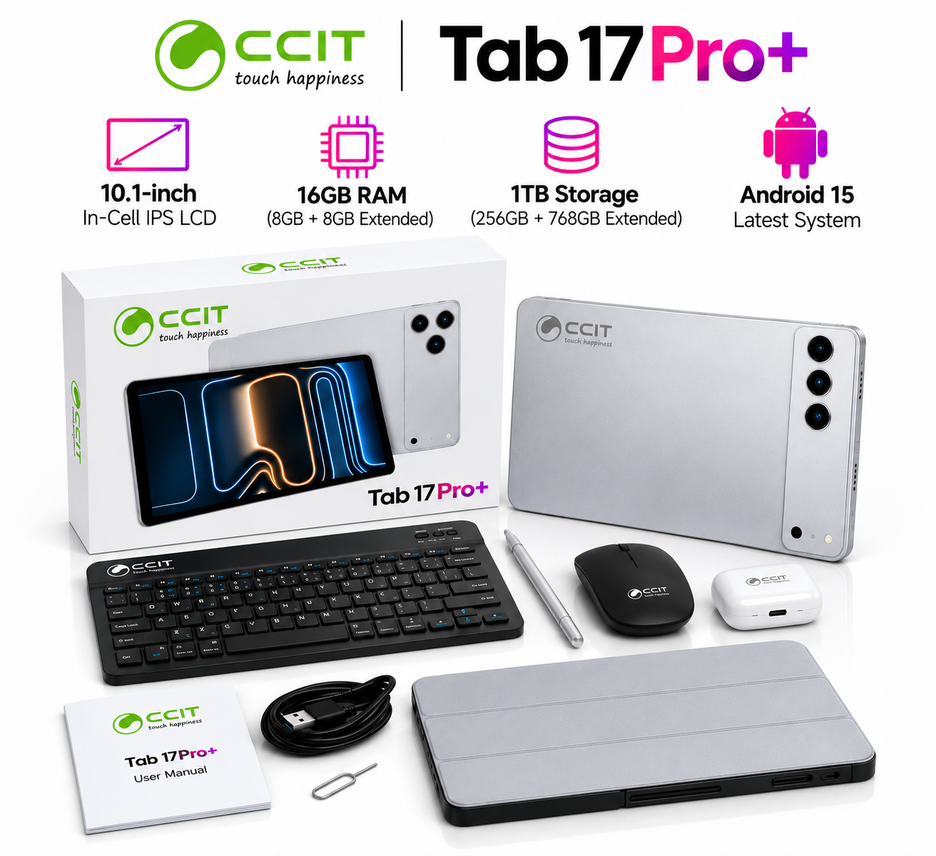 CCIT Tab 17 Pro+ 10.1-inch In-Cell IPS LCD 16GB+1TB - Silver