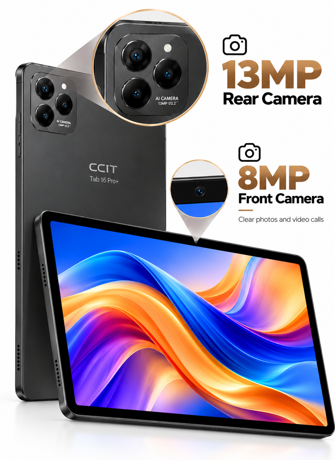 CCIT Tab 16 Pro+ 10.1-inch In-Cell LCD Android 15 16GB+1TB 10000mAh 8MP+13MP - Black
