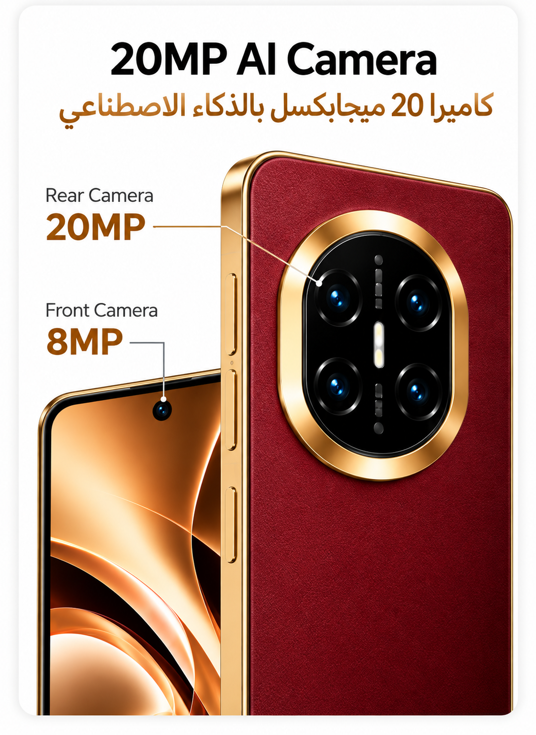 CCIT Mate X7 Smartphone 5G 6.6-inch Full HD Android 16 8GB+512GB 20MP AI Camera 6000mAh - Red