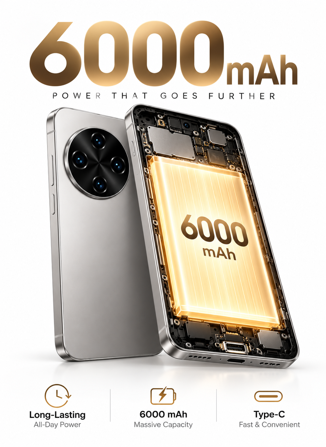 CCIT Find X9 بشاشة 6.6 بوصة Full HD، نظام أندرويد 16، ذاكرة 8 جيجابايت + 512 جيجابايت، كاميرا ذكاء اصطناعي 20 ميجابكسل، بطارية 6000 مللي أمبير - فضي