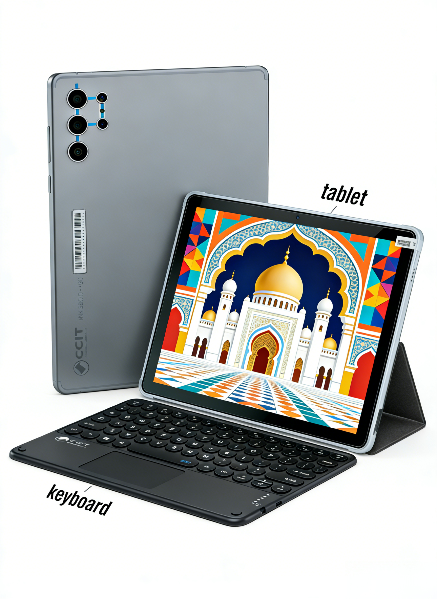 CCIT Tab G25 10.1" Android Tablet with Keyboard & Stylus Dual SIM WiFi 16GB RAM + 1 TB ROM Type-C Charging Kids & Adults Productivity Bundle