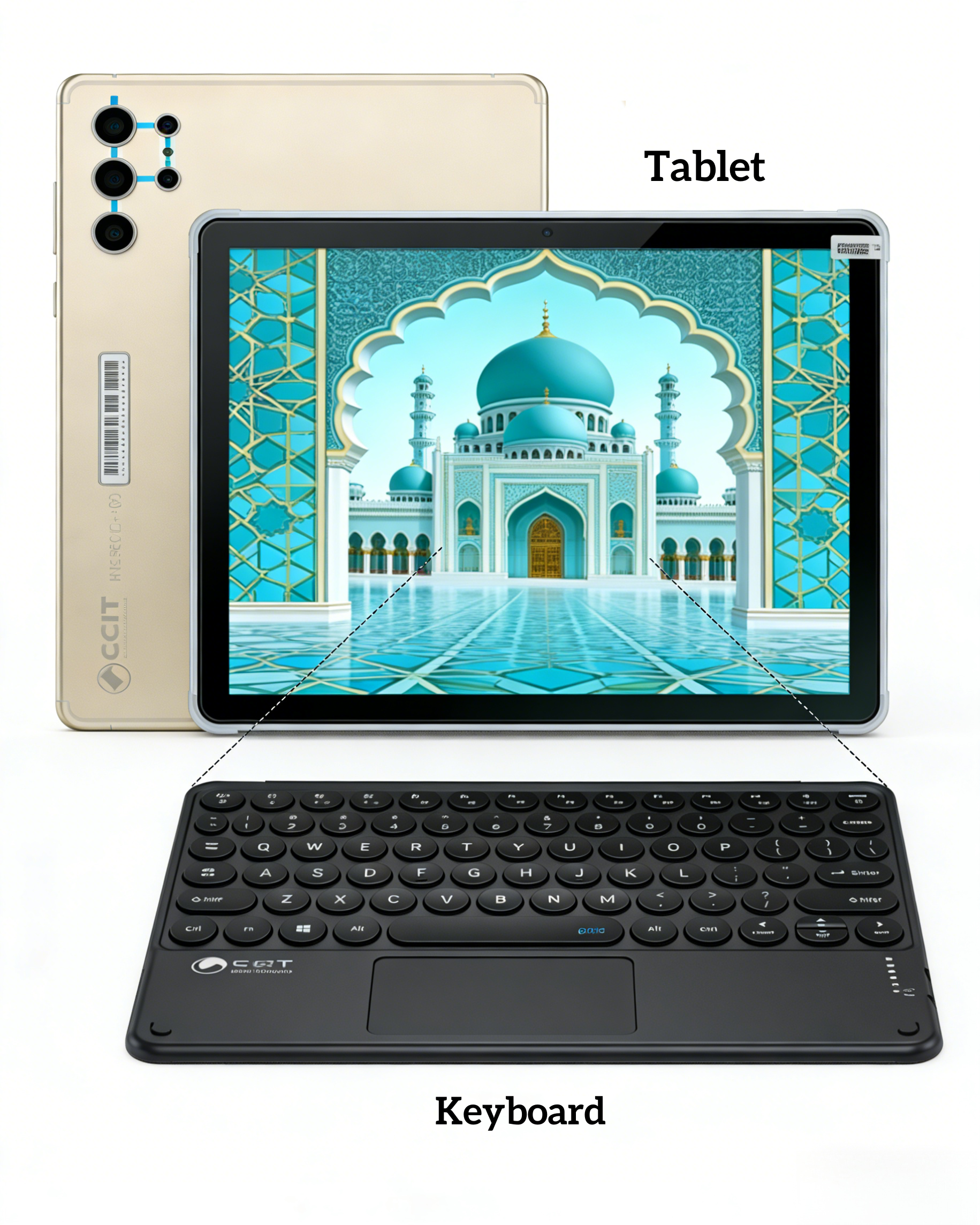 CCIT Tab G25 10.1" Android Tablet with Keyboard & Stylus Dual SIM WiFi 16GB RAM + 1 TB ROM Type-C Charging Kids & Adults Productivity Bundle