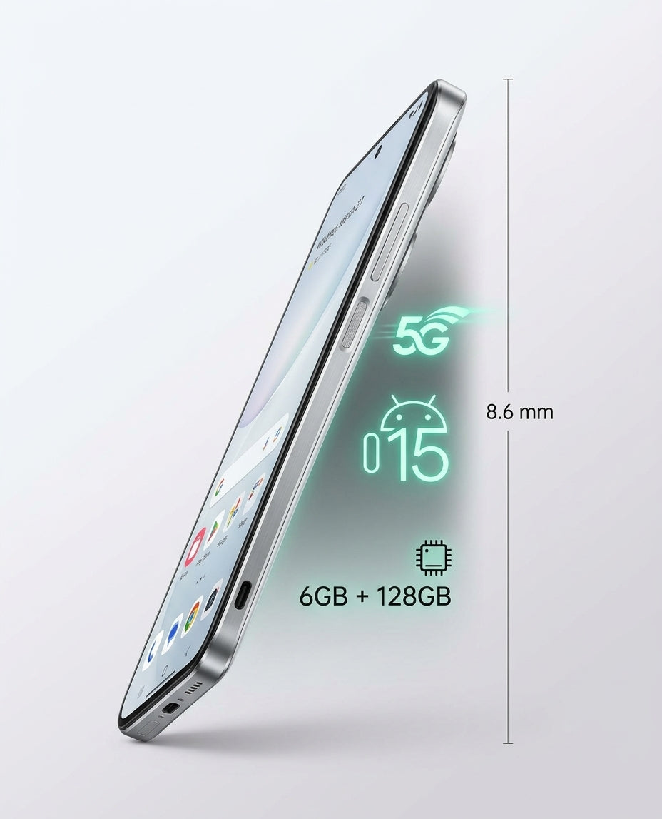 هاتف CCIT Note 60 Pro 5G بشاشة 6.8 بوصة Full HD ونظام Android 15 وذاكرة 6GB+128GB وبطارية 6000mAh - رمادي مخملي
