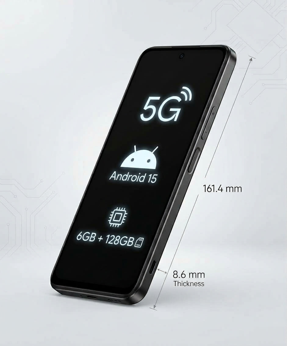 هاتف CCIT Note 60 Pro 5G بشاشة 6.8 بوصة Full HD ونظام Android 15 وذاكرة 6GB+128GB وبطارية 6000mAh - أسود