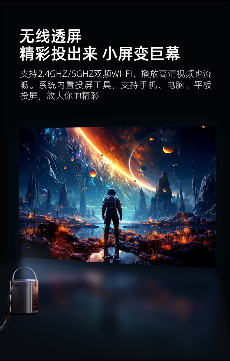 Kalobee Cross-Border HY6Smart Home Theater Projector 4K WIFI for Electric Focus Android 14 New Screen