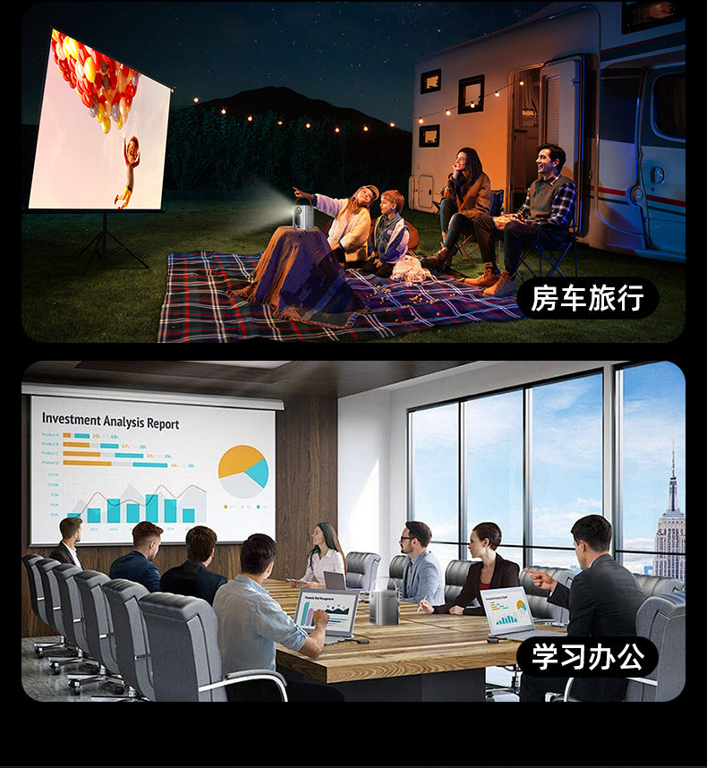 Kalobee Cross-Border HY6Smart Home Theater Projector 4K WIFI for Electric Focus Android 14 New Screen