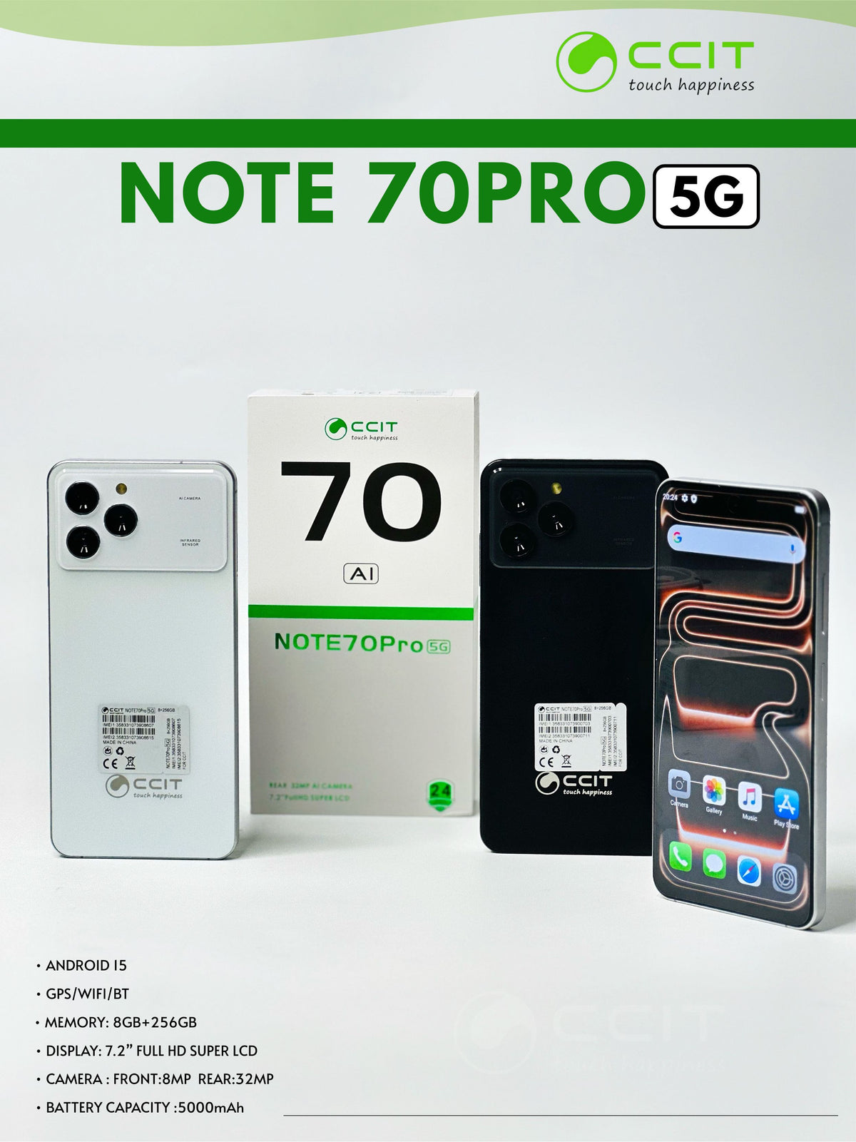 CCIT Smart phone Note70pro 7.2”FULL HD SUPER LCD ·CAMERA:FRONT:8MP REAR:32MP BATTERY CAPACITY:5000mAh
