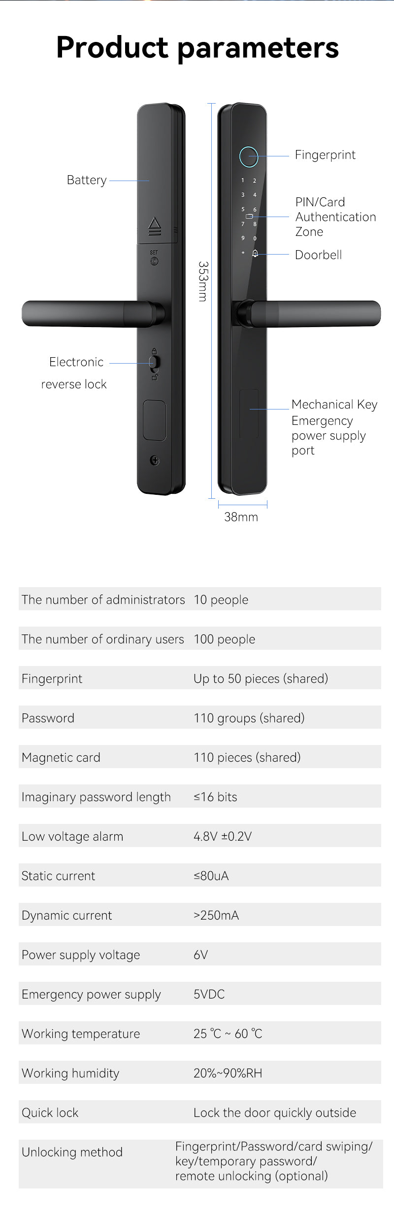 Y03 Outdoor Waterproof & Heat-Resistant Smart Fingerprint Lock