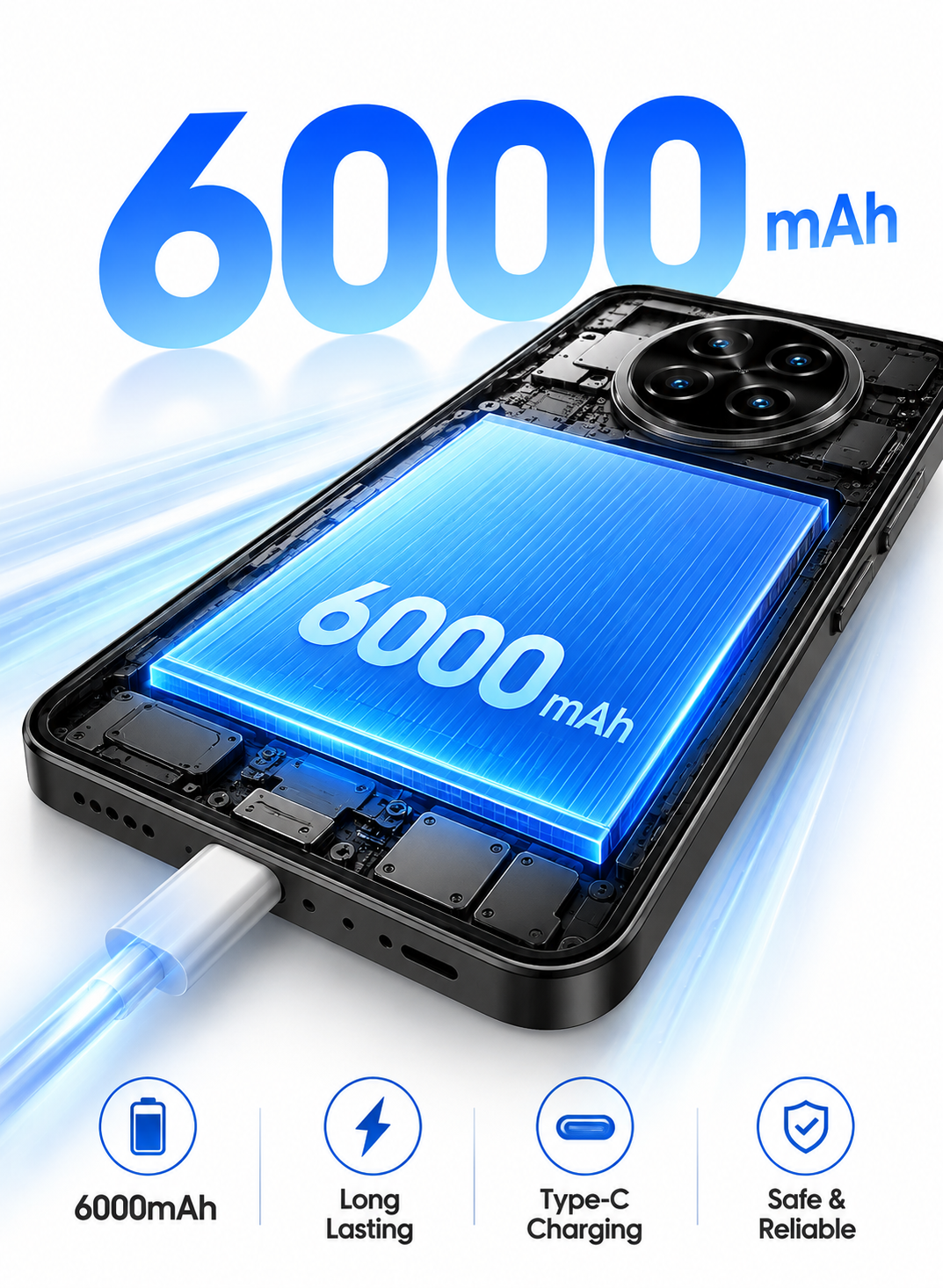 CCIT Find X9 Smartphone 5G 6.6-inch Full HD Android 16 8GB+512GB 20MP AI Camera 6000mAh - Black